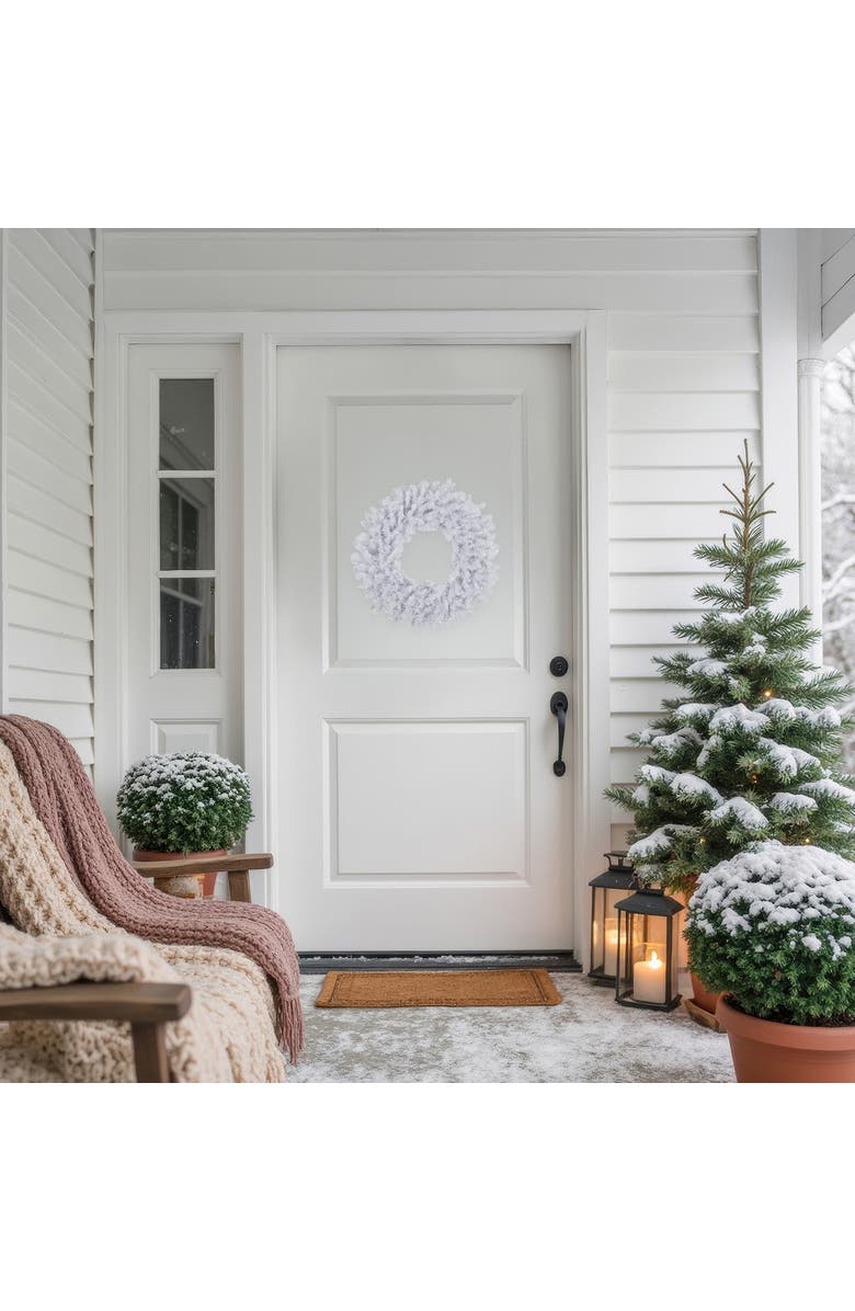 Northlight White Crystal Spruce Artificial Christmas Wreath - 20" - Unlit, Alternate, color, 