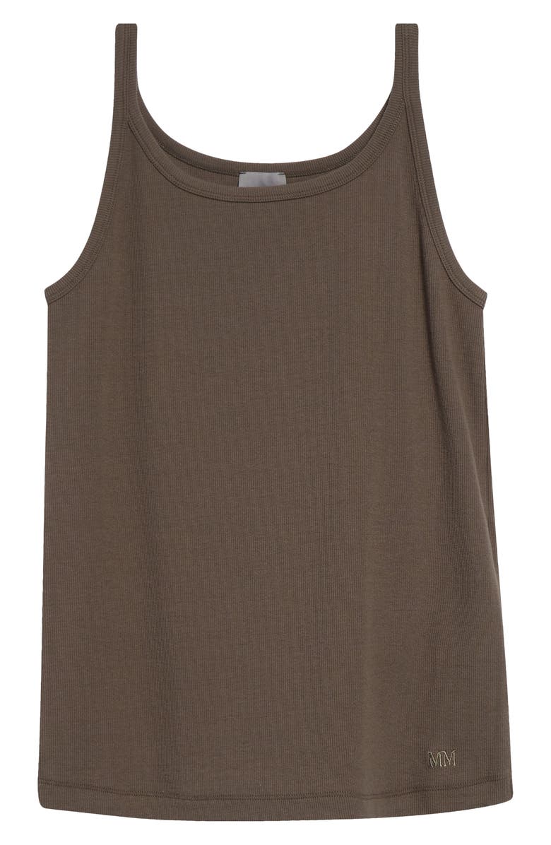 MM by Max Mara Strenna Stretch Cotton Ribbed Tank, Alternate, color, Dark Green