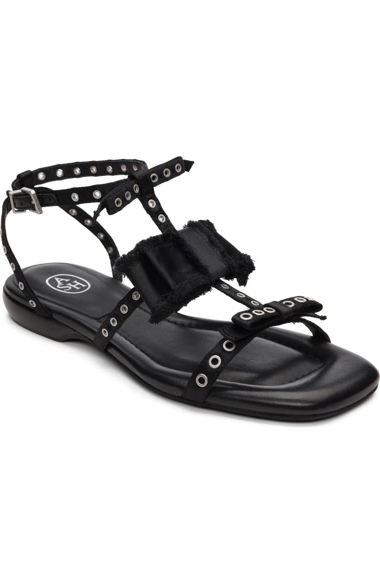 Ash Rachel Studded Ankle Strap Slide Sandal, Main, color, Black
