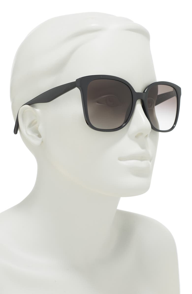 FERRAGAMO 56mm Square Sunglasses, Alternate, color, Black