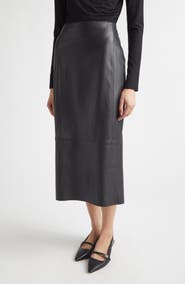 Vince Leather Midi Skirt