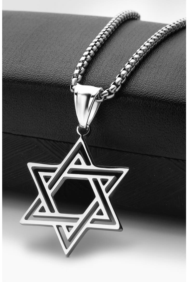 Men's Star of David Pendant Necklace, Alternate, color, SILVER