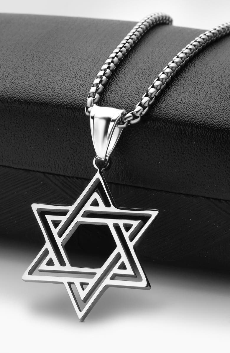 EDFORCE Men's Star of David Pendant Necklace, Alternate, color, Silver