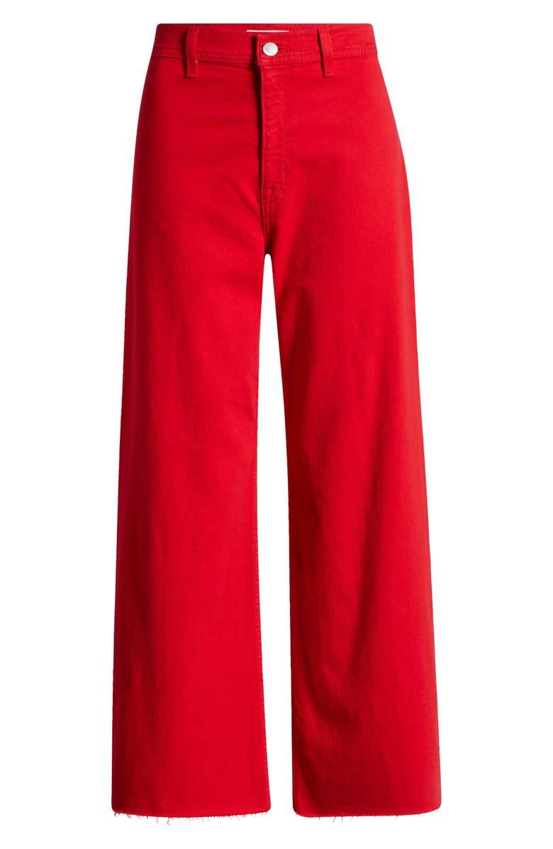 Pistola Penny High Waist Raw Hem Wide Leg Jeans, Alternate, color, Ruby