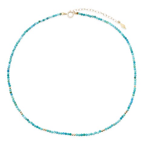 "SCATTERED" ADJUSTABLE CHOKER NECKLACE - TURQUOISE & 14K GOLD