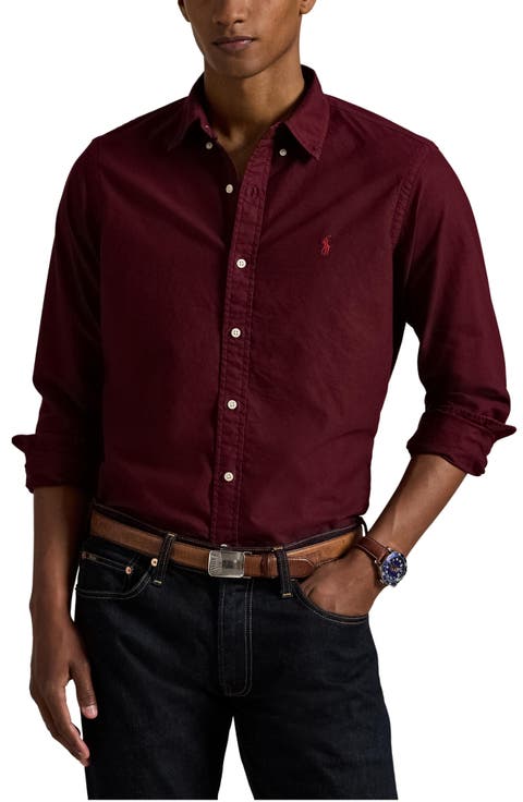 Solid Cotton Oxford Button-Down Shirt