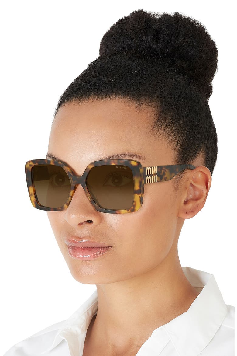 56mm Gradient Irregular Sunglasses, Alternate, color, HONEY HAVANA / BROWN GRADIENT
