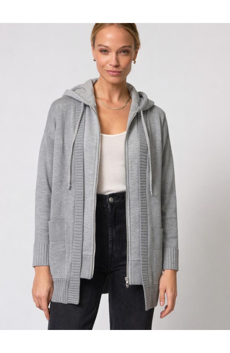 Central Park West Brynn Long Dickie Cardigan, Main, color, Heather Grey
