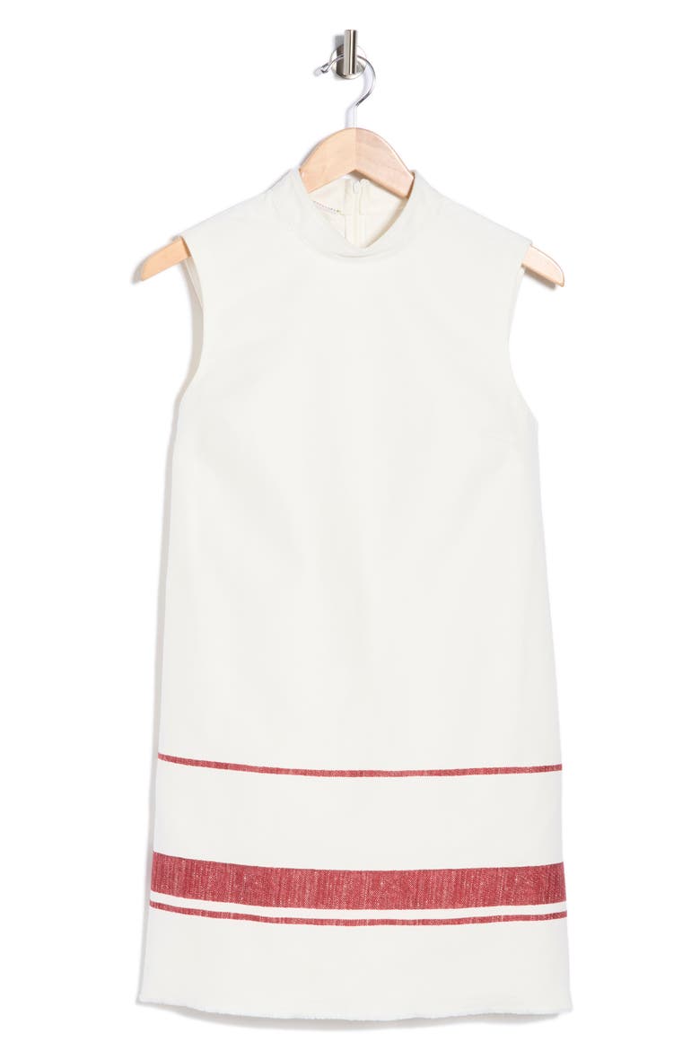 Striped Cotton Shift Dress, Alternate, color, WHITE/RED