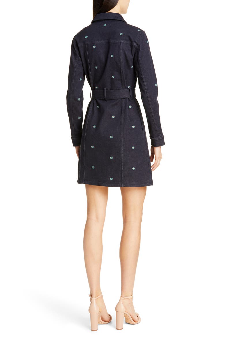 Colour by Numbers Rosarie Embroidered Denim Shirtdress, Alternate, color, MID WASH
