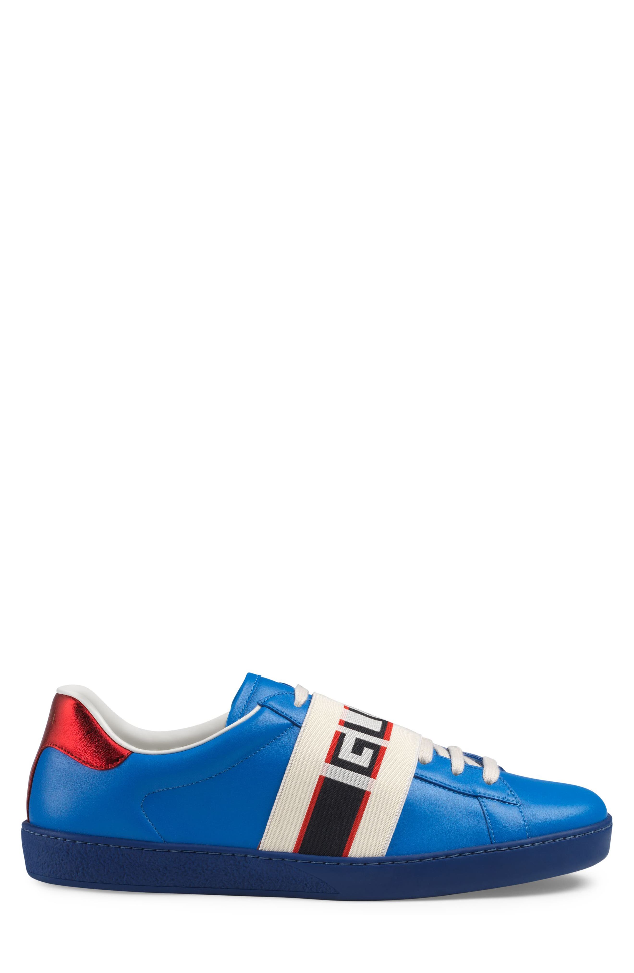 New Ace Stripe Leather Sneaker, Alternate, color, BLUE