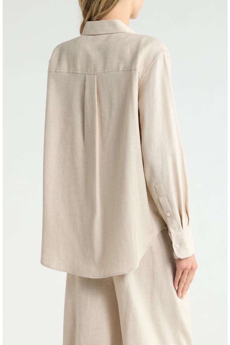 Linen Blend Boyfriend Shirt, Alternate, color, STONEWARE