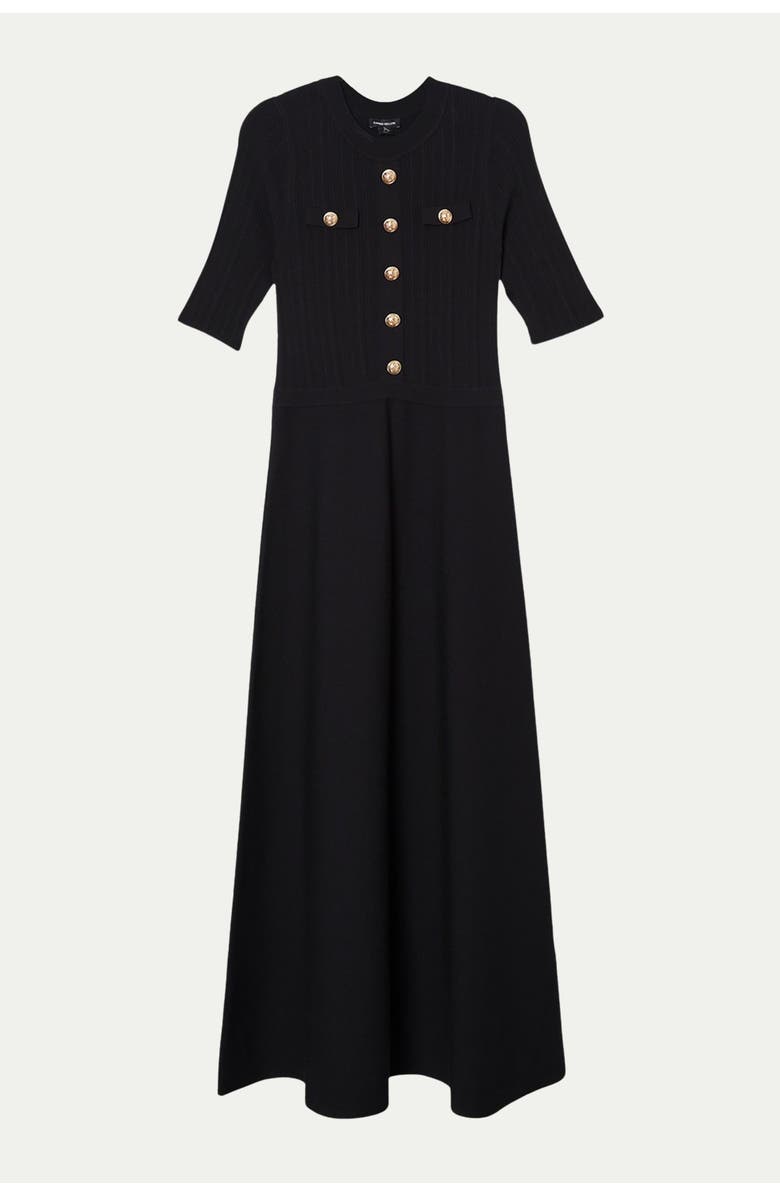 Karen Millen Rib Knit Military Trim Maxi Dress, Alternate, color, Black