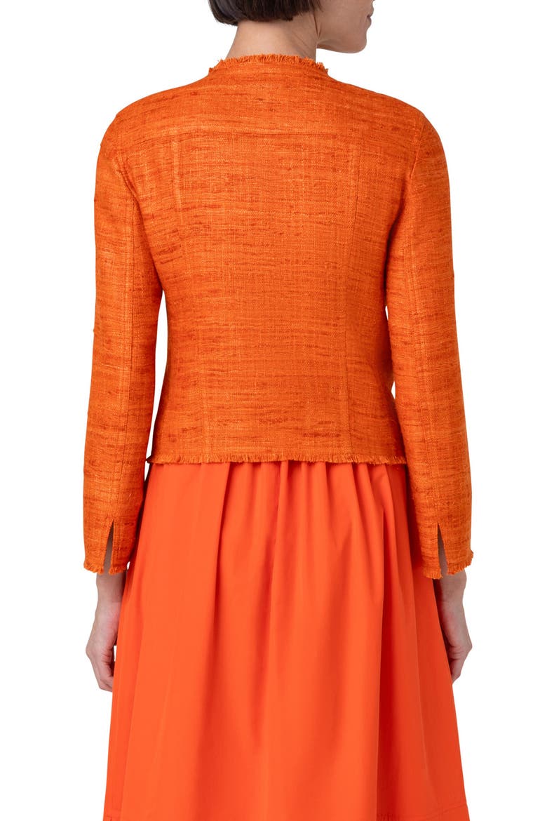 Boxy Silk Tweed Crop Jacket, Alternate, color, ORANGE