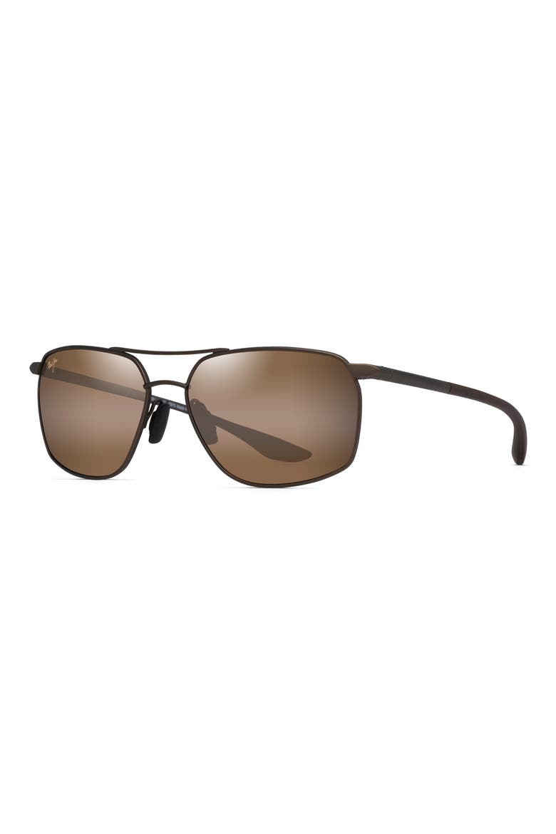 Puu Kukui 58mm Polarized Rectangle Sunglasses, Alternate, color, BRONZE