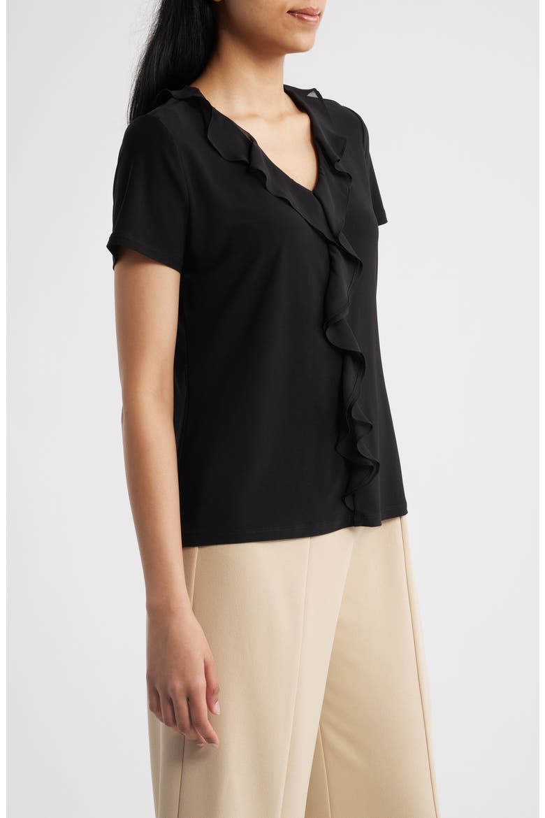 Cascade Ruffle Front Top, Alternate, color, ANNE BLACK