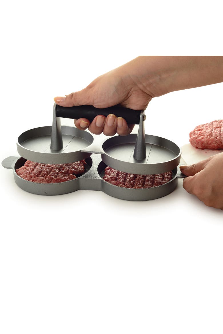 Nonstick Cast Aluminum Double Hamburger Press, Alternate, color, Silver