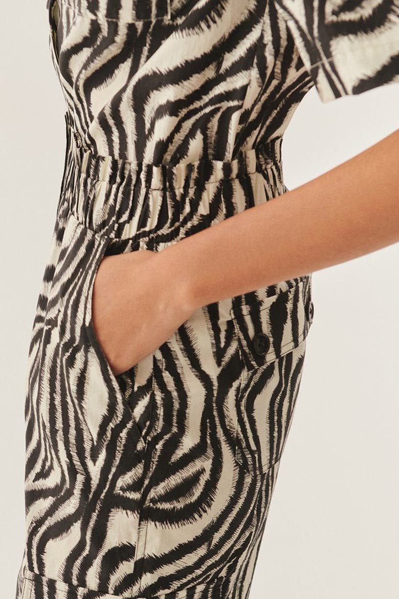 Marley Zebra Print Elastic Waist Cotton Pants, Alternate, color, BLACK-BONE