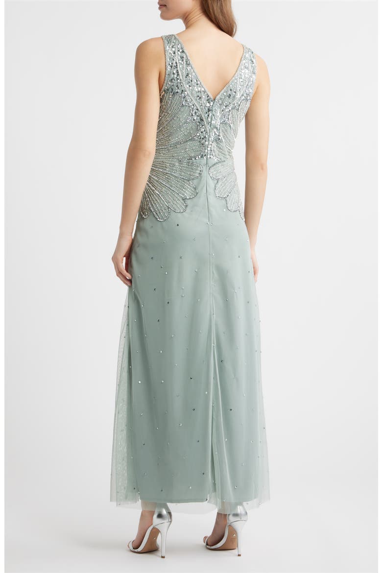 Beaded Sleeveless Chiffon Dress, Alternate, color, SAGE