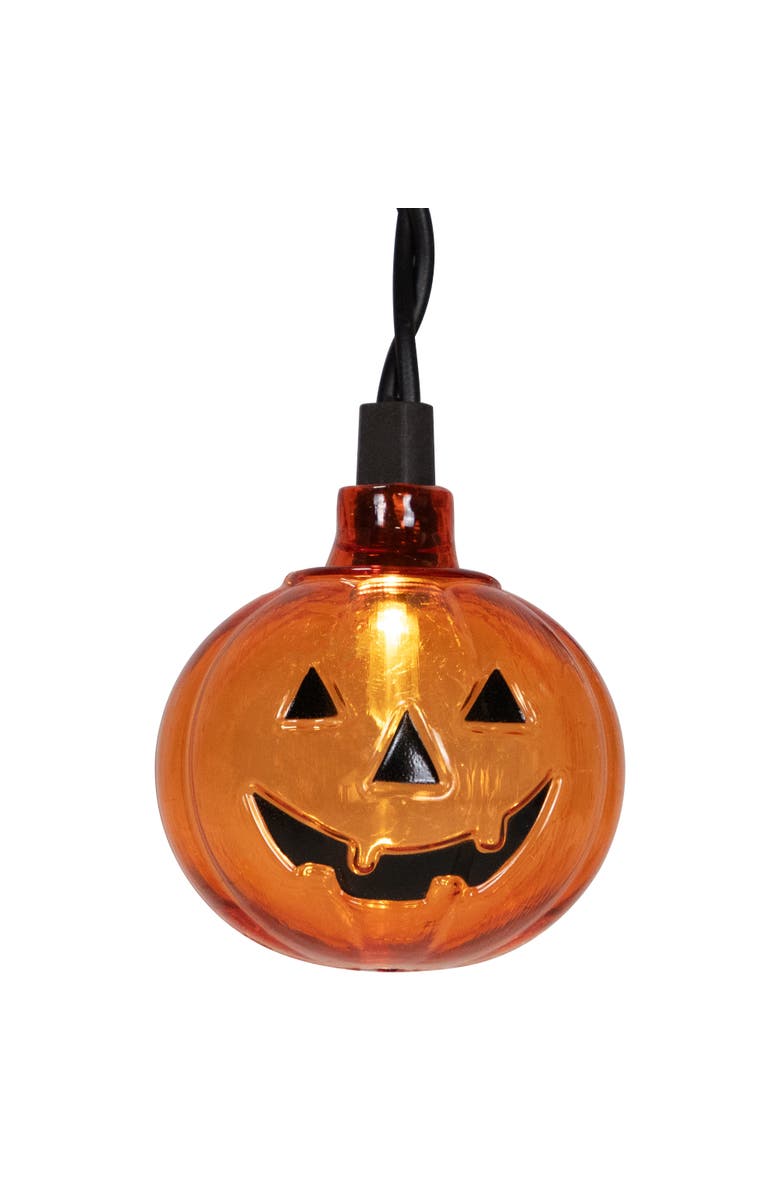 Northlight LED Lighted Pumpkin Halloween Curtain Icicle Lights - Orange - 5.25' Black Wire - 25ct, Alternate, color, 