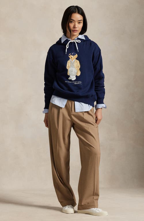 Polo Ralph Lauren Brushed Cotton Blend Sweatshirt With Iconic Polo Bear In Blue
