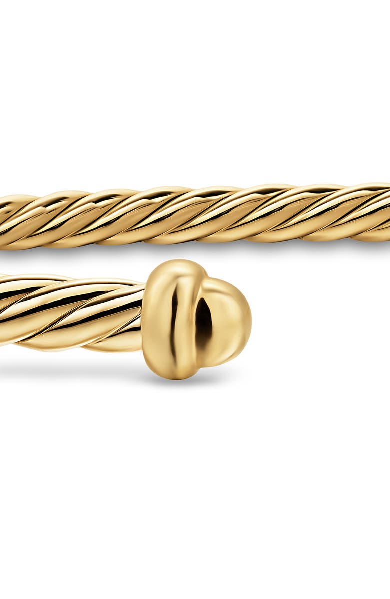 David Yurman Micro Cable Flex Open Bracelet in 18K Gold, 2.6mm, Alternate, color, Gold