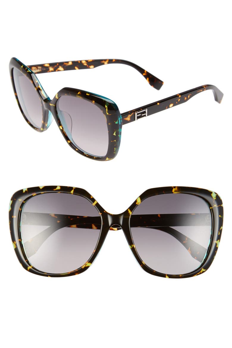 56mm Retro Sunglasses, Main, color, HAVANA/ SPOTTED ORANGE