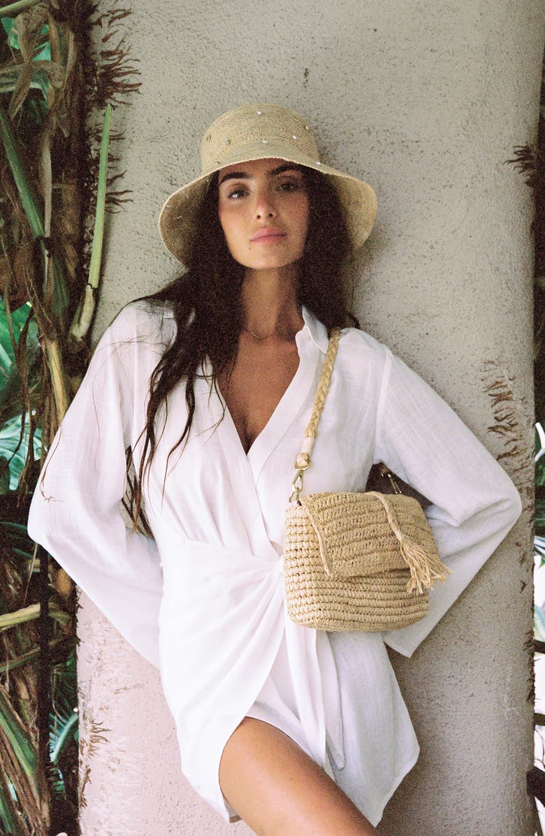 LSPACE Carmel Island Raffia Bucket Hat, Alternate, color, Natural