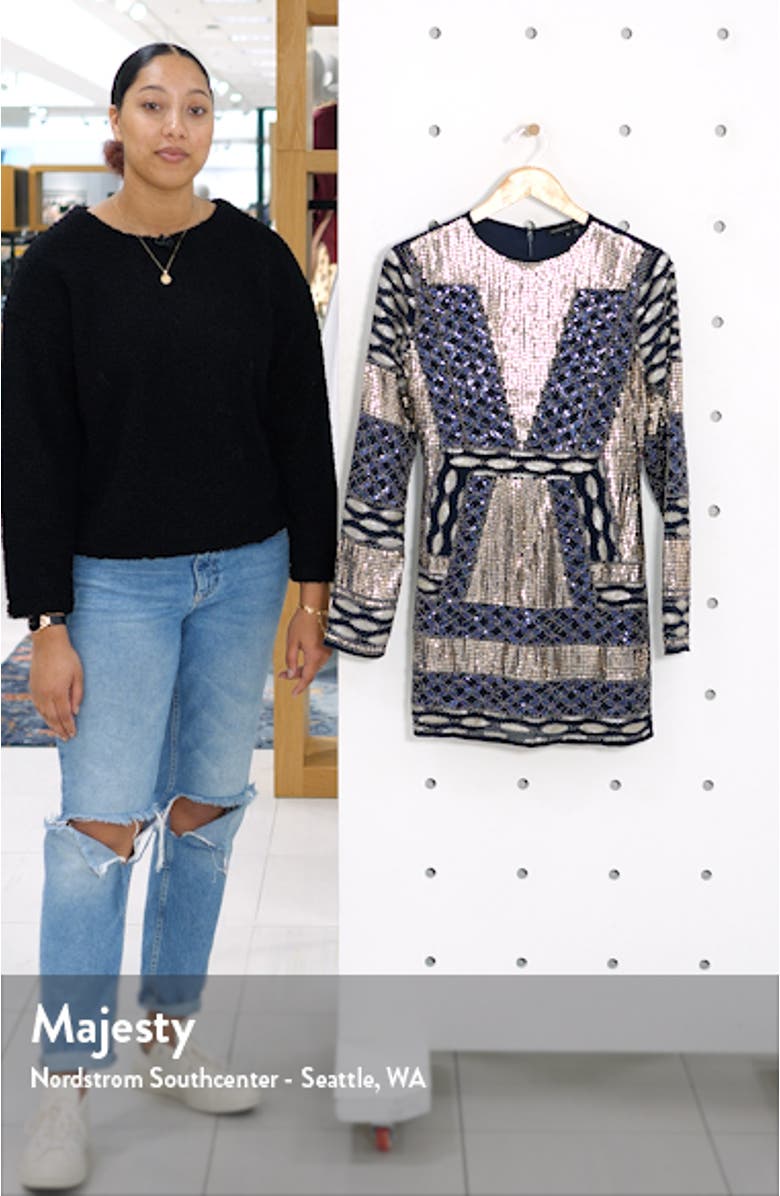 Fitted Sequin Long Sleeve Minidress, sales video thumbnail