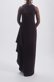 Amsale Jewel Neck Drape Dress