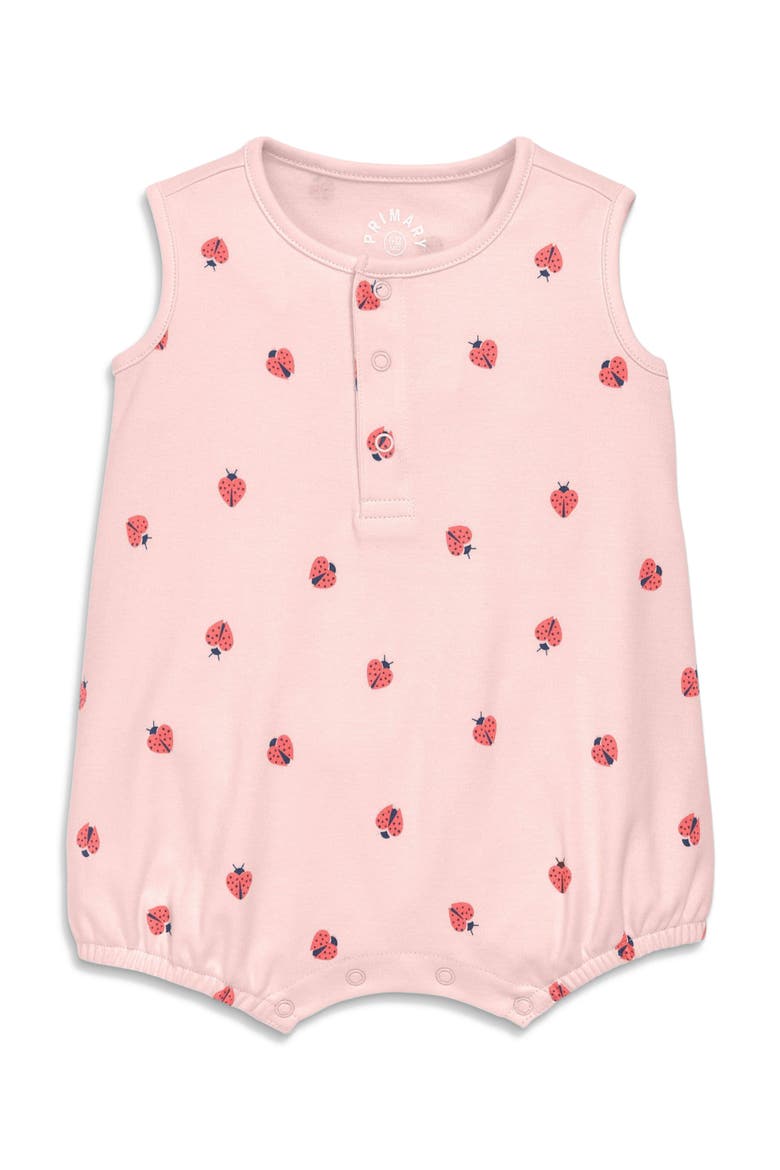 Baby Organic Henley Tank Shortie In Baby Bugs, Alternate, color, Light Blossom Ladybugs