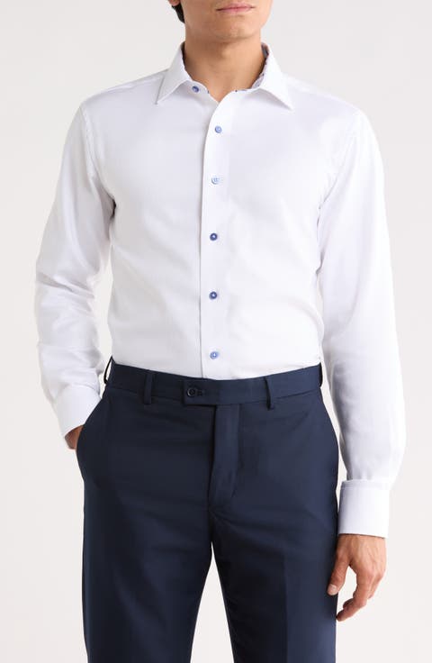 Trim Fit Textured Cotton Shirt