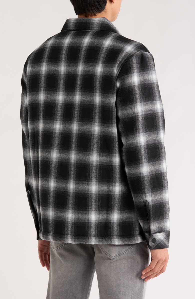 Hurley Damon Plaid Faux Shearling Lined Flannel Jacket, Alternate, color, Black