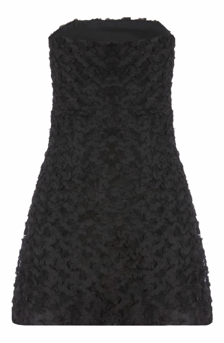 QUIZ 3D Floral Bandeau Mini Dress, Alternate, color, Black