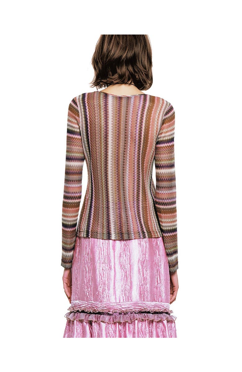 Anna Sui Wavy Chevron Knit Long Sleeve Stripe Top, Alternate, color, Mauve Multi