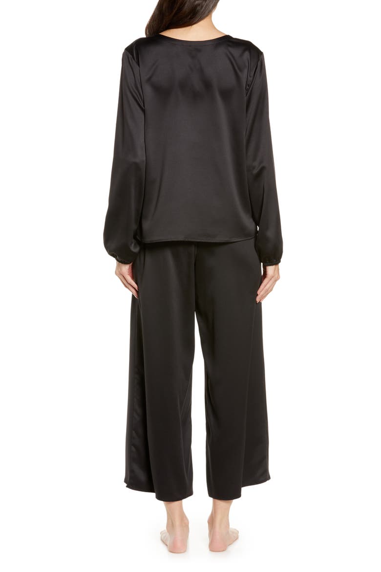 Satin Pajamas, Alternate, color, BLACK