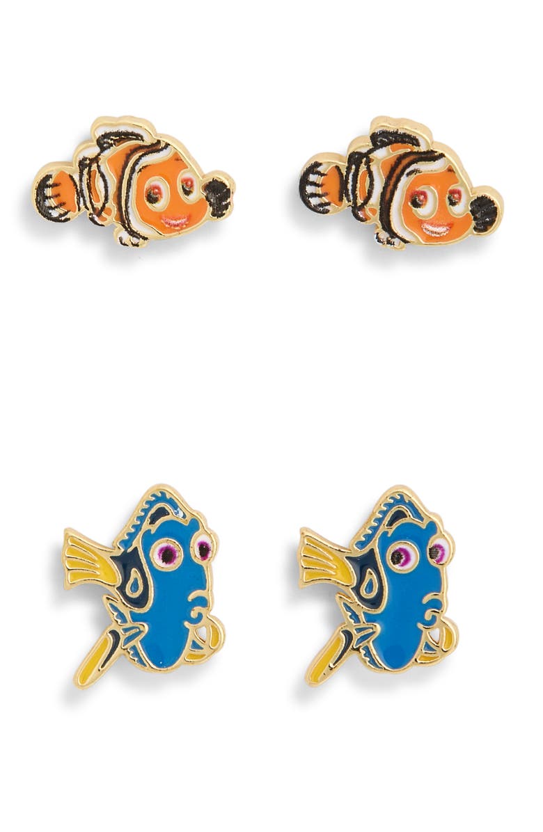 BaubleBar x Disney<sup>®</sup> Pixar Set of 2 Nemo & Dory Stud Earrings, Main, color, 