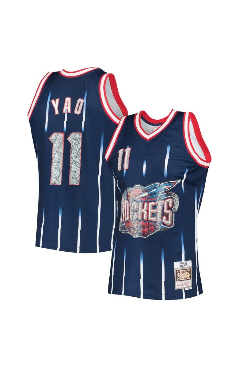 Mitchell & Ness Men's Mitchell & Ness Yao Ming Navy Houston Rockets 2002/03 Hardwood Classics NBA 75th Anniversary Diamond Swingman Jersey, Main, color, 