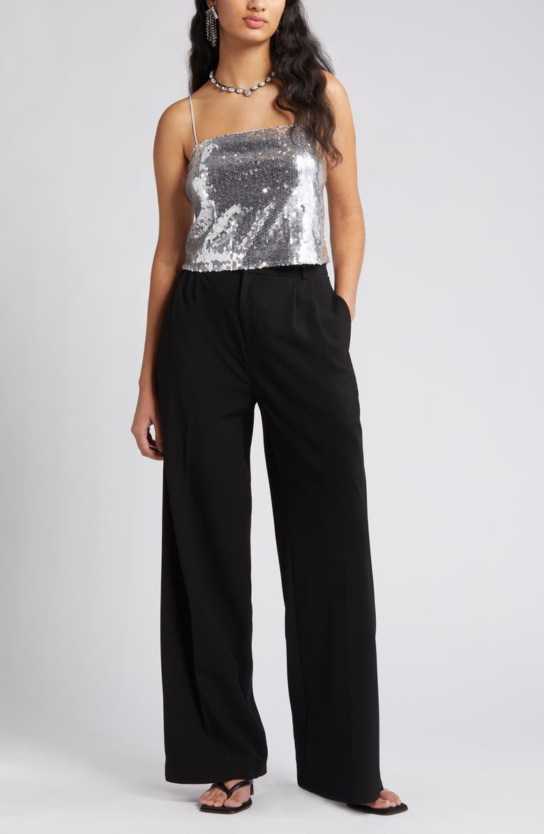 ASTR the Label Flower Sequin Crop Camisole, Main, color,