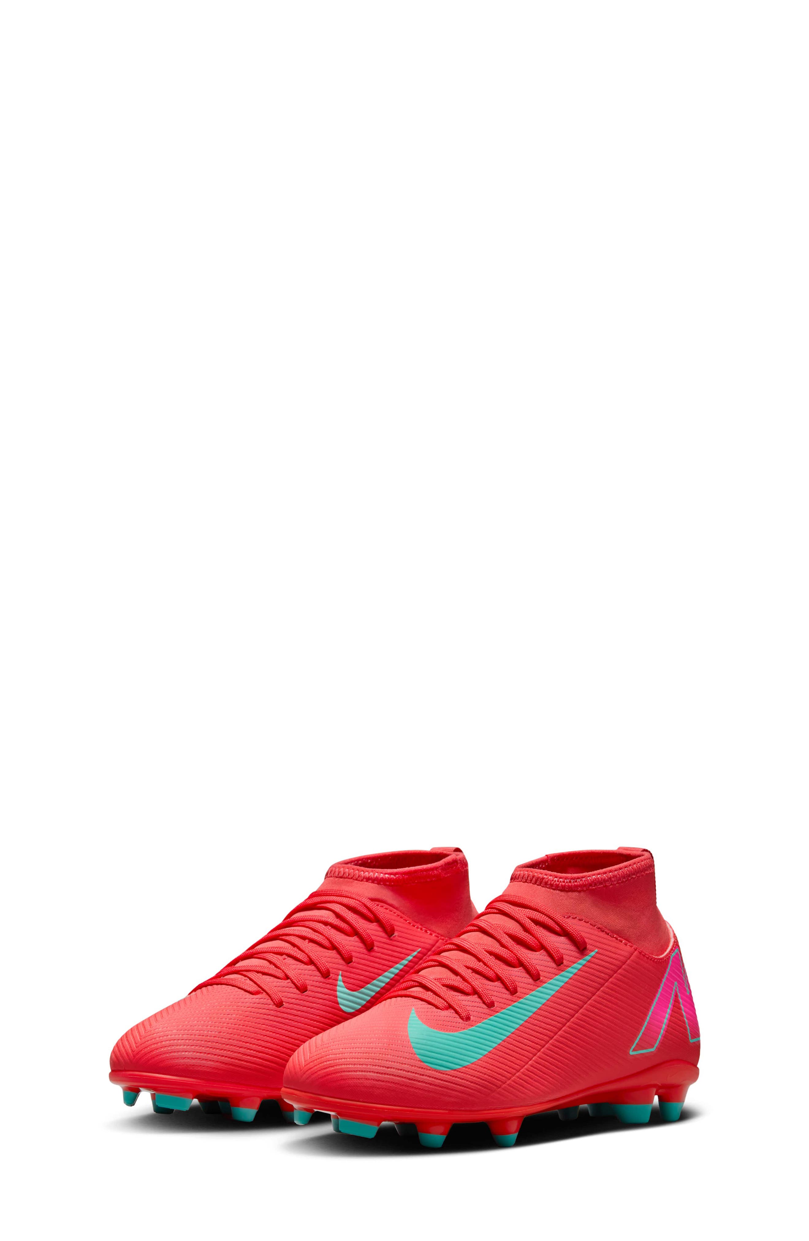 Kids' Jr. Superfly 10 Club Soccer Cleat, Main, color, 800 EMBER GLOW/AURORA GREEN