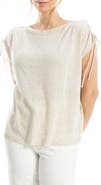 MAX STUDIO Ruched Shoulder Short Sleeve Knit Sweater