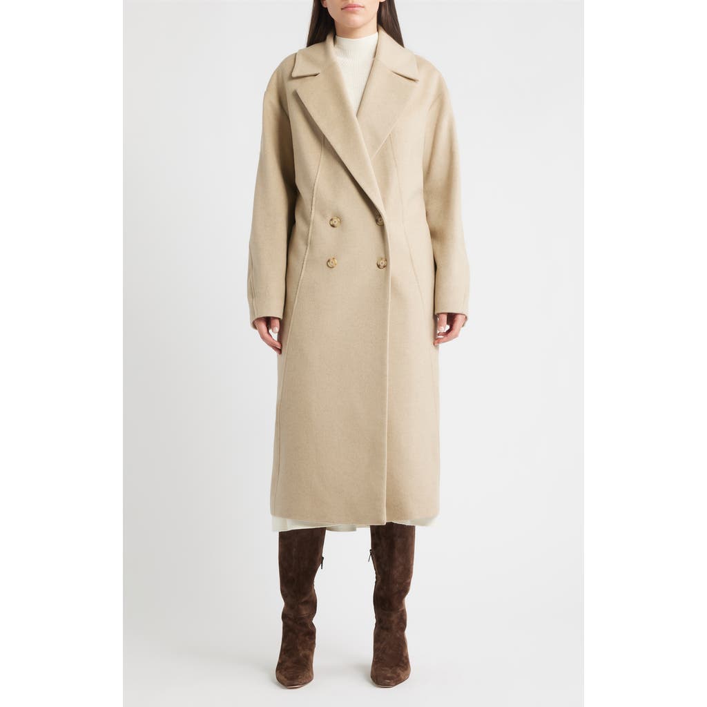 Hugo Boss Double-breasted Coat In Virgin Wool And Cashmere In Neutral