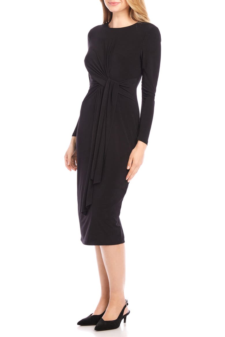 Ginger Twist Long Sleeve Midi Dress, Alternate, color, BLACK