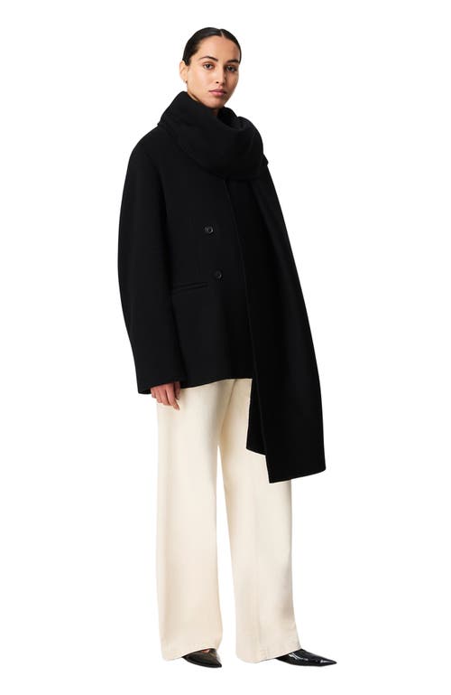 Another Tomorrow Short Scarf Coat In Black