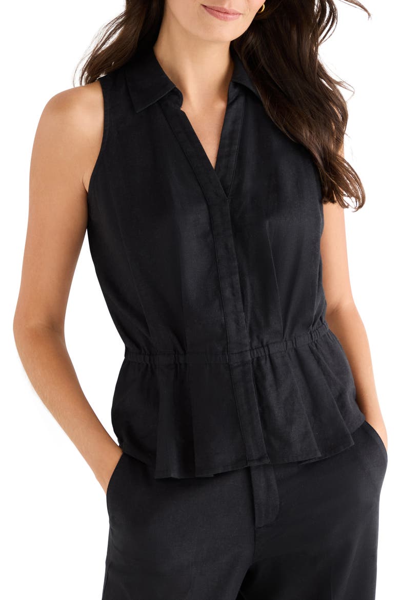 Cinch Linen Blend Vest, Main, color, BLACK ONYX