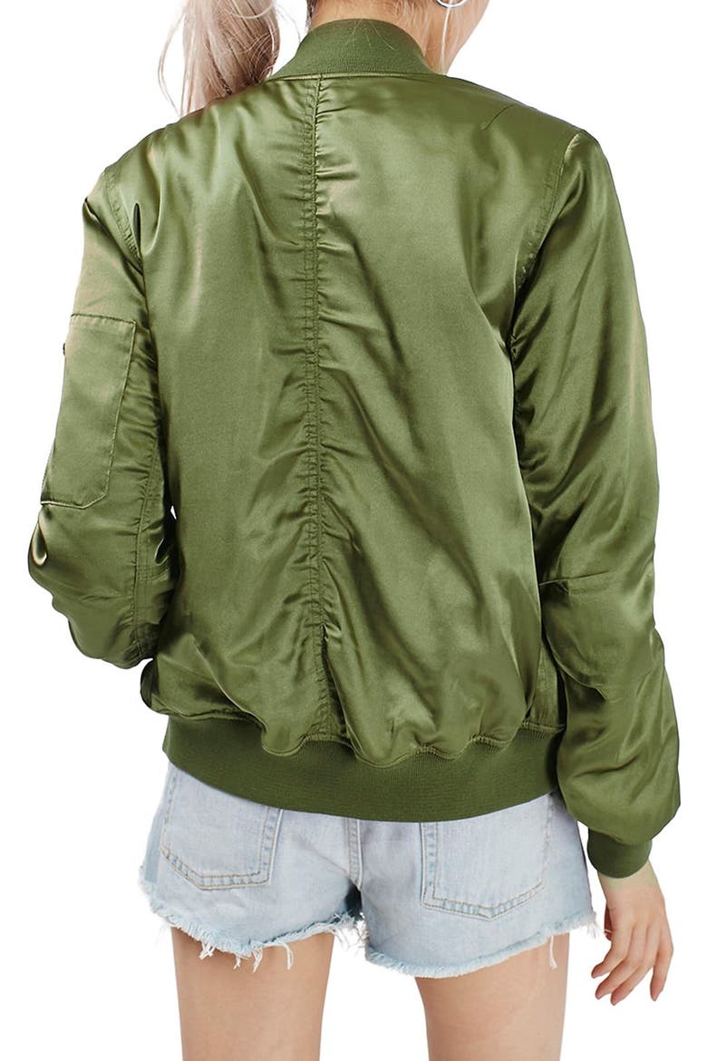 'MA1' Shiny Bomber Jacket, Alternate, color, OLIVE