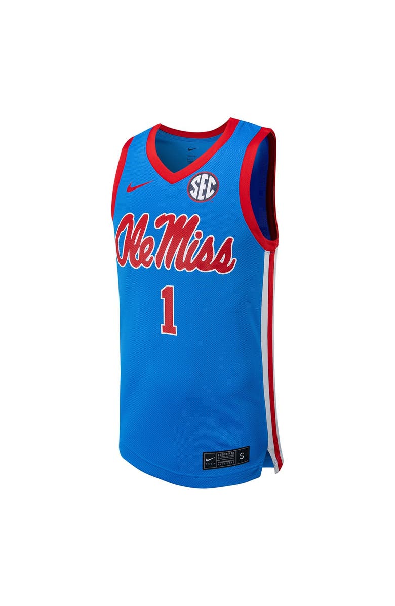 Nike Men's Nike #1 Powder Blue Ole Miss Rebels Replica Basketball Jersey, Alternate, color,
