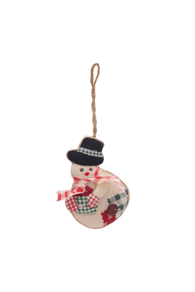 Patchwork Snowman Ornament Set of 3 Ast, Main, color, White