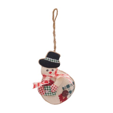 Patchwork Snowman Ornament Set of 3 Ast