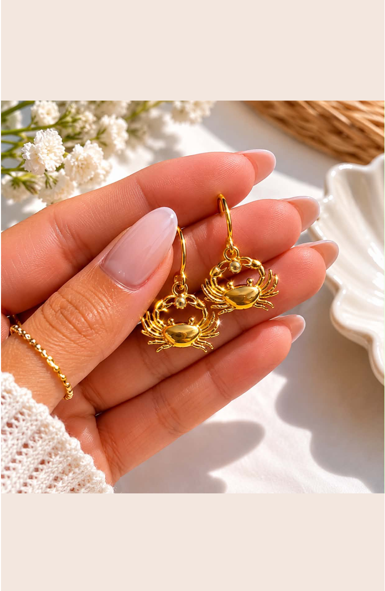DLORIA Coastal Crab Huggie Dangle Earrings, Alternate, color, Gold